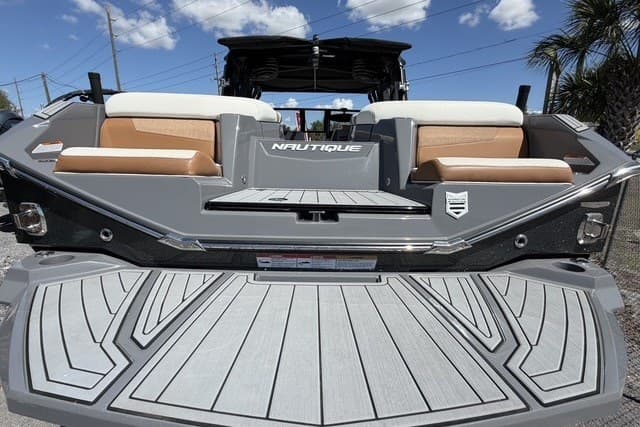 2022 Nautique Super Air Nautique G25 boat with sleek gray deck design.