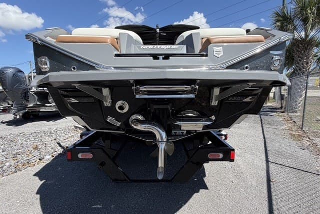 2022 Nautique Super Air Nautique G25 boat rear view, showcasing sleek design and powerful features.