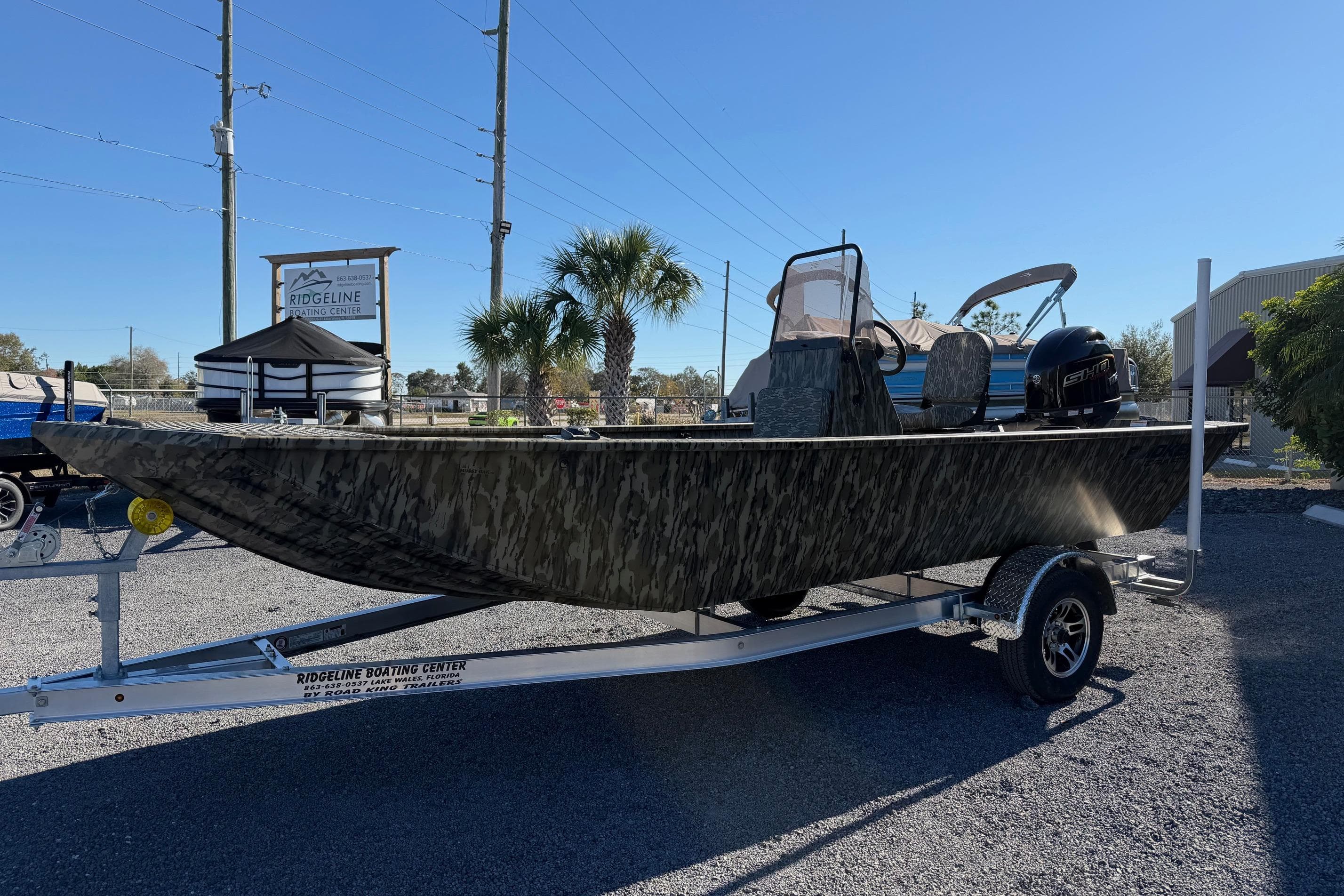2026 Smoker Craft Sportsman 1866 boat on trailer at JBA Boats.
