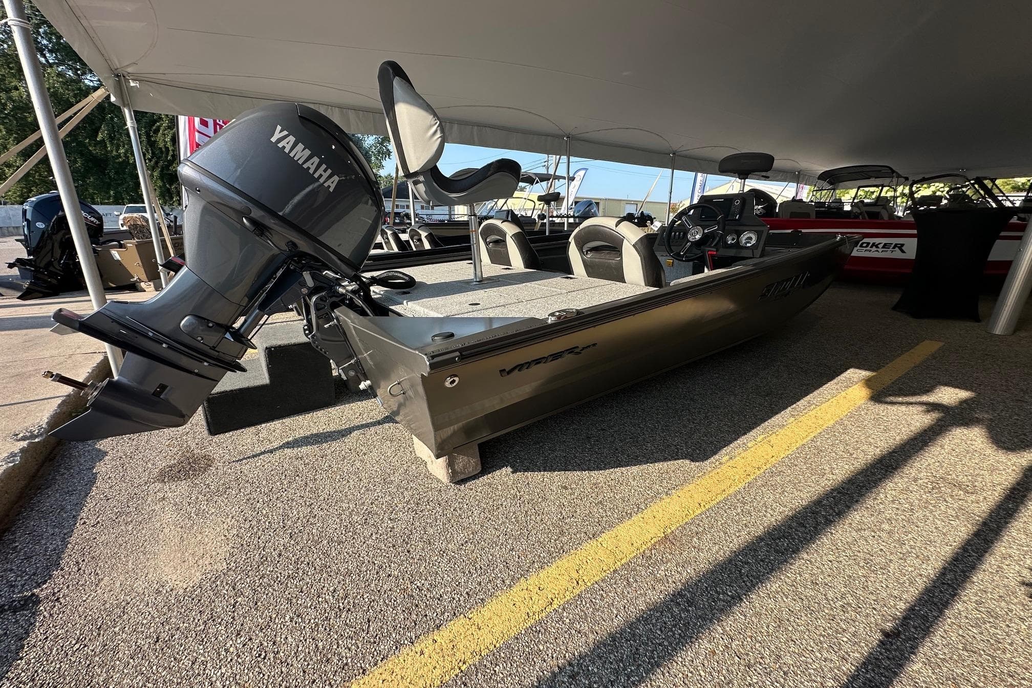 2026 Smoker Craft VIPER 175 boat with Yamaha motor displayed outdoors.