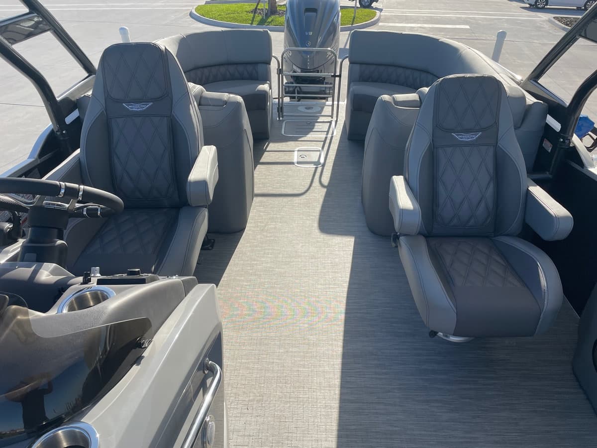 Freshly detailed pontoon boat interior